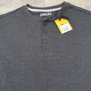 STANLEY WORKWEAR Long Sleeve Thermal Henley Men Large Gray Work Utility Tee NEW
